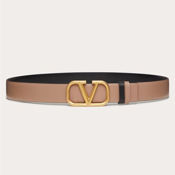 Valentino REVERSIBLE SIGNATURE BELT/GLOSSY CALFSKIN 30 MM SMOKEY/ NEW $6… - Picture 4 of 16